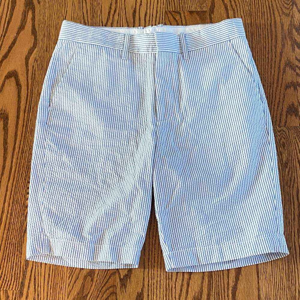 Crewcuts Boys' Blue & White Seersucker Flat-Front Shorts